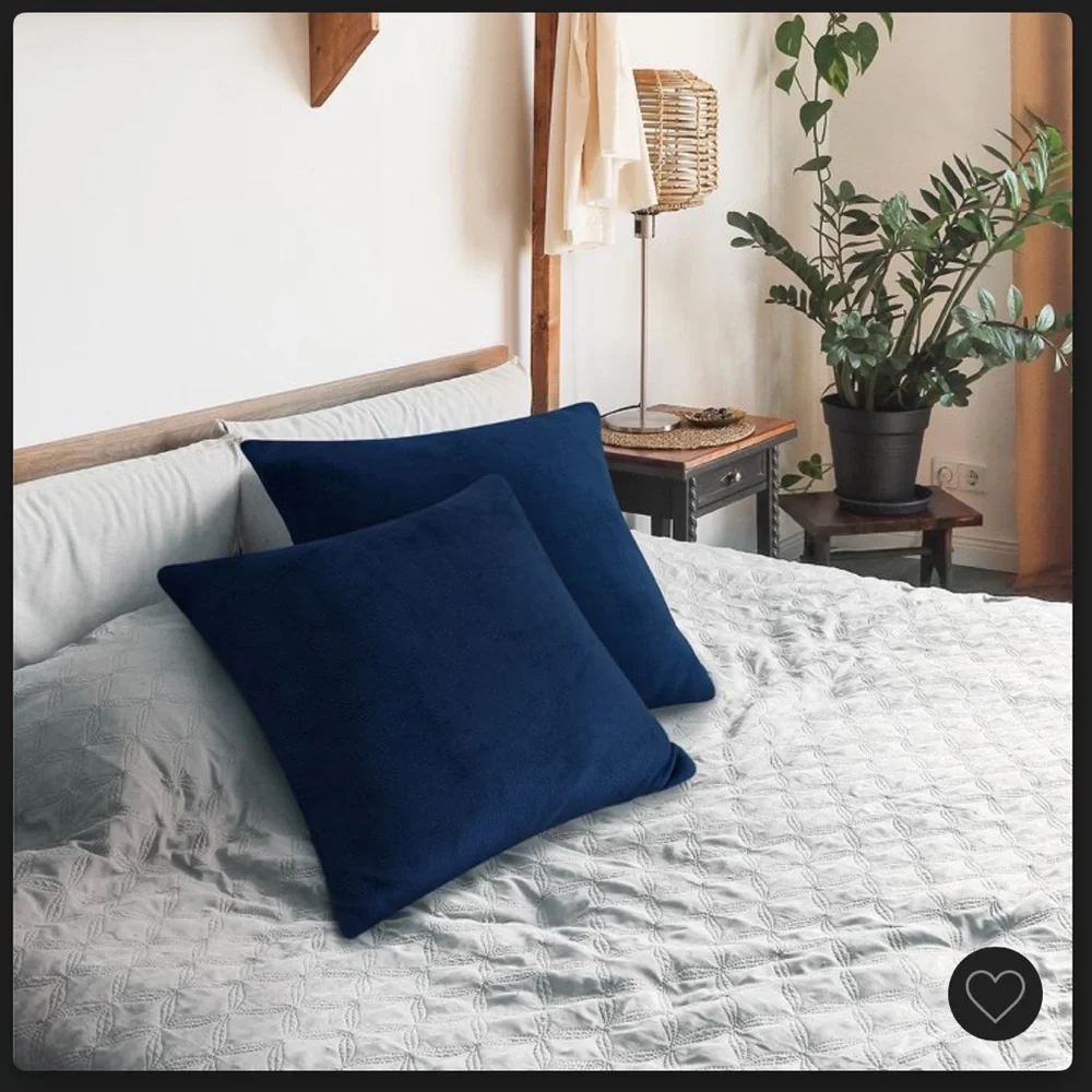 Blue Velvet Square Pillow Covers